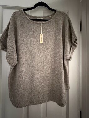 Max Studio Heathered Oak/Black Knit Tunic